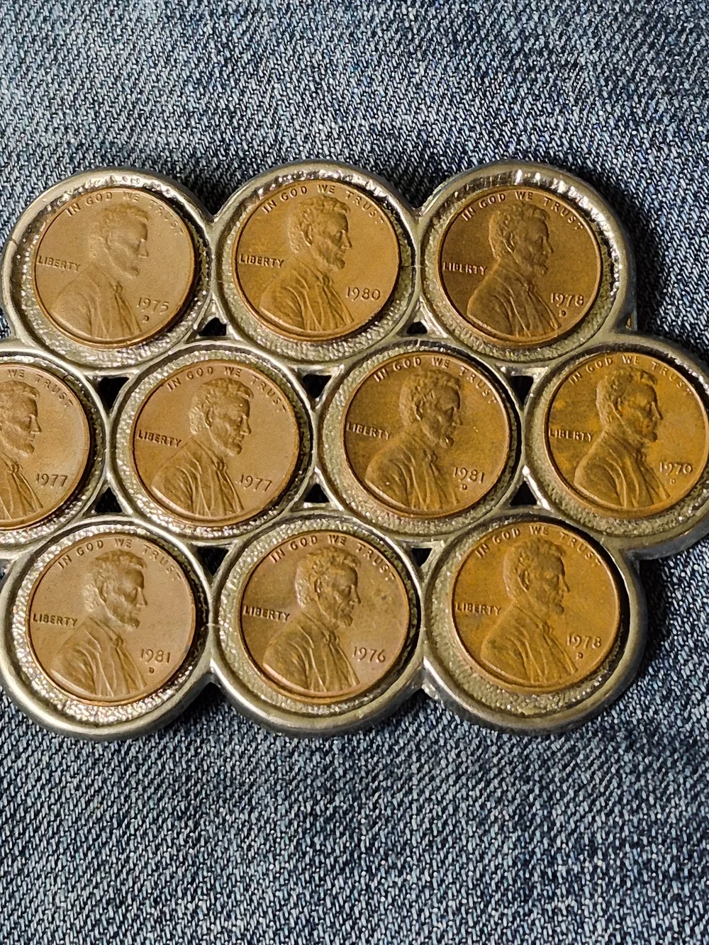 Vintage Penny Coin Belt Buckle - Brown/Gold Men's Accessory